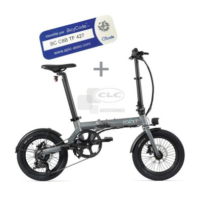 VELO A ASSISTANCE ELECTRIQUE CITY 4SPEED GRIS+ MARQUAG+DECL BICYCODE